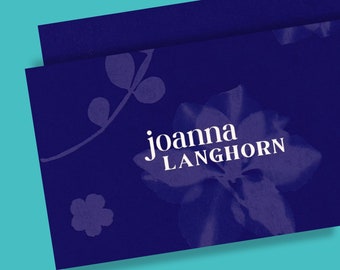 Blue White Floral Modern Watercolor Canva Business Card Template