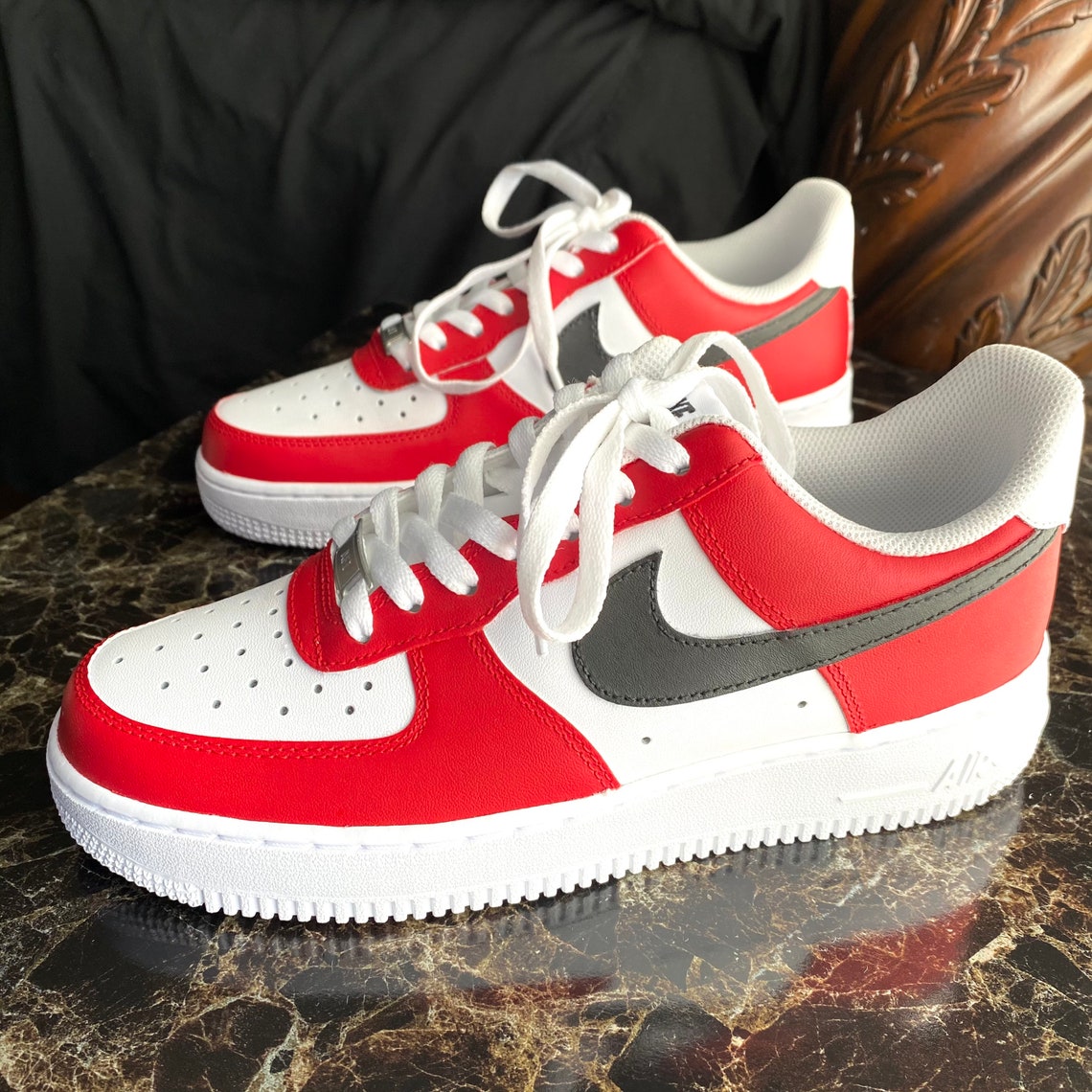 custom red nike air force 1