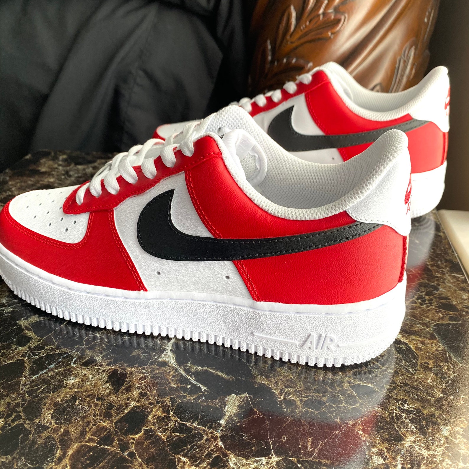 Nike Air Force 1 Custom Blood Red Sneakers Men - Etsy