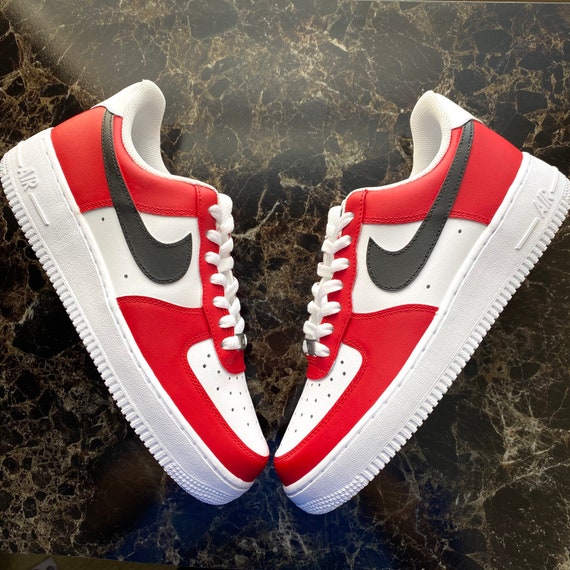 Nike Air Force 1 Custom Blood Red Sneakers Men 