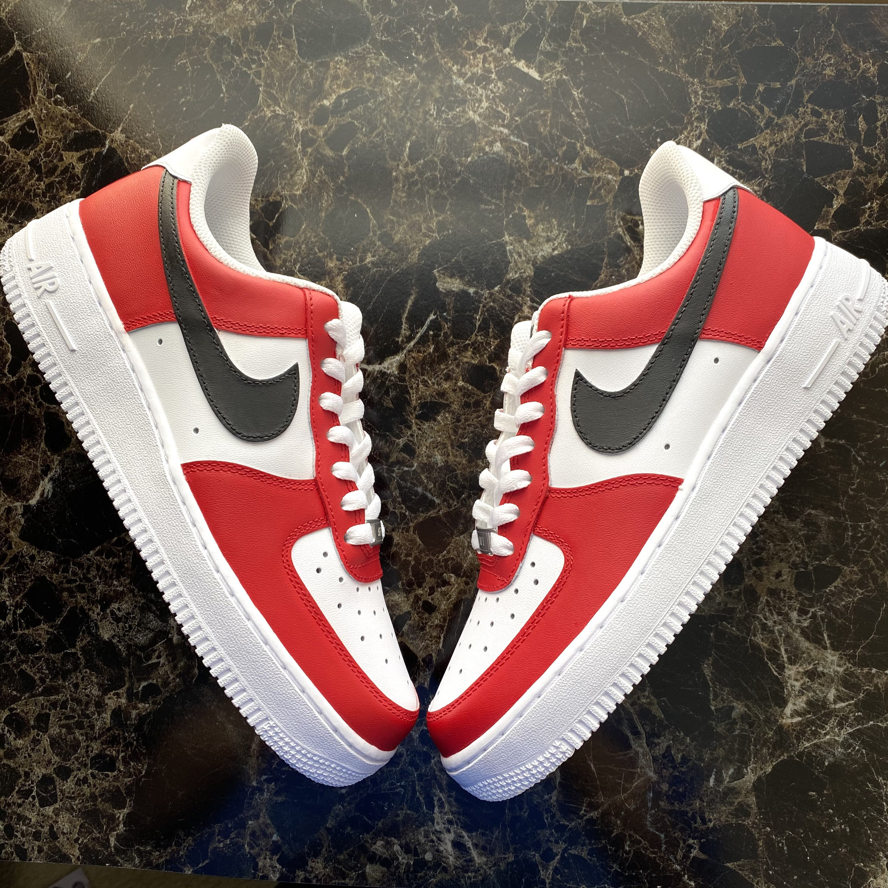 nike air force 1 high red and black