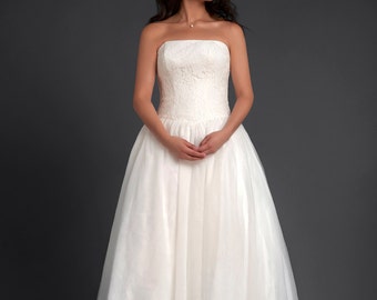 Traditional A Line Simple Wedding Dress by Kim & Karen on Etsy