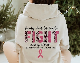 Family Don't Let Family Fight Cancer Alone Sublimation Download PNG, breast cancer awareness , Ribbon Pink Half leopard PNG, Cure Cancer PNG