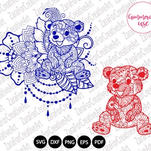 9 style bear Mandala Zentangle SVG bear svg Mandala Zentangle Clipart Download Printable Cutting File for Silhouette Iron on transfer cricut