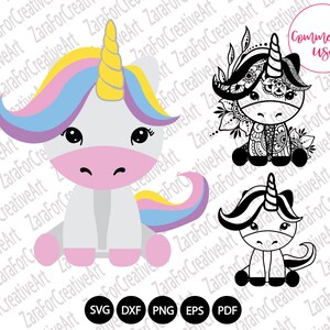 Cute Unicorn svg Unicorn png Digital download Clipart Printable Cutting File for Silhouette cut file  cricut Unicorn Mandala Zentangle svg