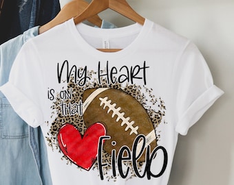 Football shirt design PNG | heart Doodle leopard Sublimation | Hand Drawn | My Heart is on that Field | football degital| Instant Download