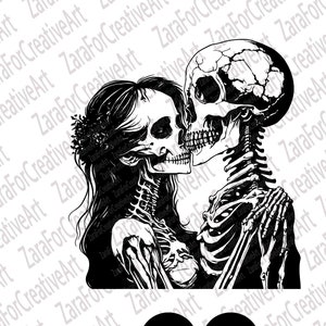 Paar Skelet SVG, Schedel Paar, Skeleton Lover, Soulmate Forever Lover, Valentijnsdag, Bruid en Bruidegom Gift, Gotische Bruiloft, Koppels Gift