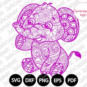 elephant Zentangle mandala svg Digital download cute elephant Clipart Printable Cutting File for Silhouette Iron on transfer cut file cricut