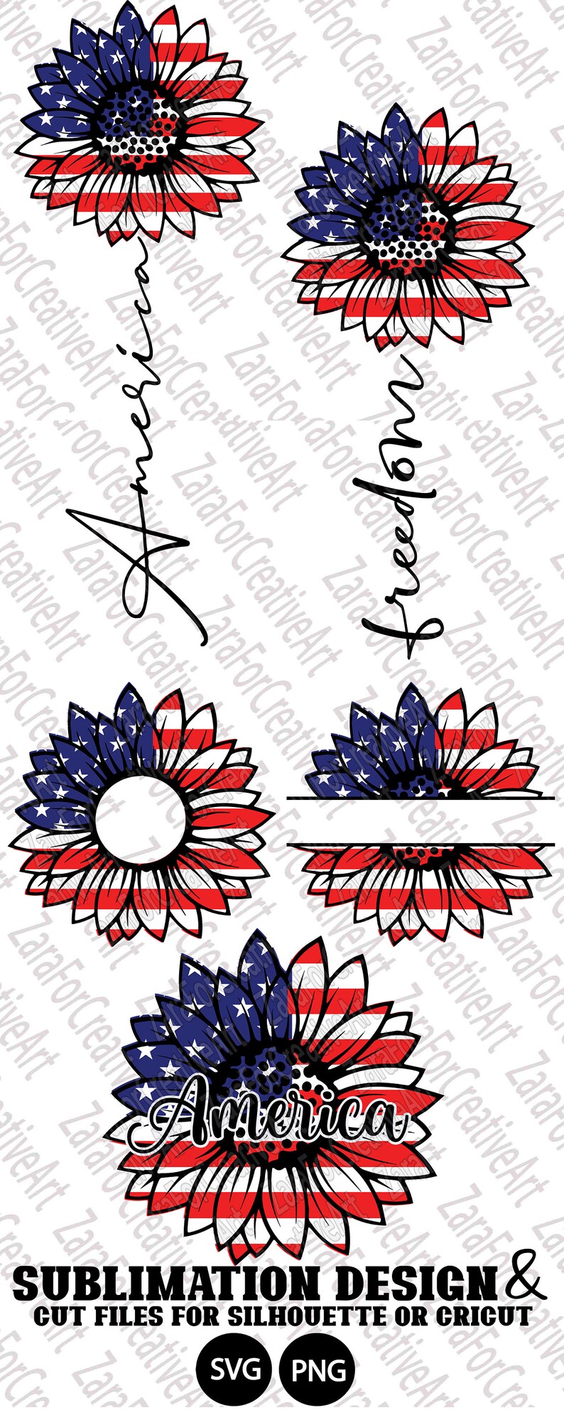 Download 4th of July 15 design bundle sublimation design sunflower ...