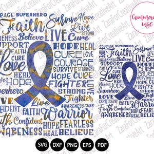 Blue Cancer Awareness SVG PNG Affirmation blue Ribbon - Etsy