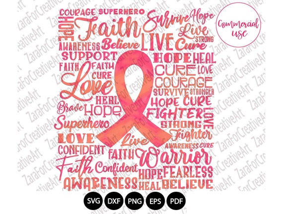 Breast Cancer Svg, Cancer Affirmation Words , Breast Cancer