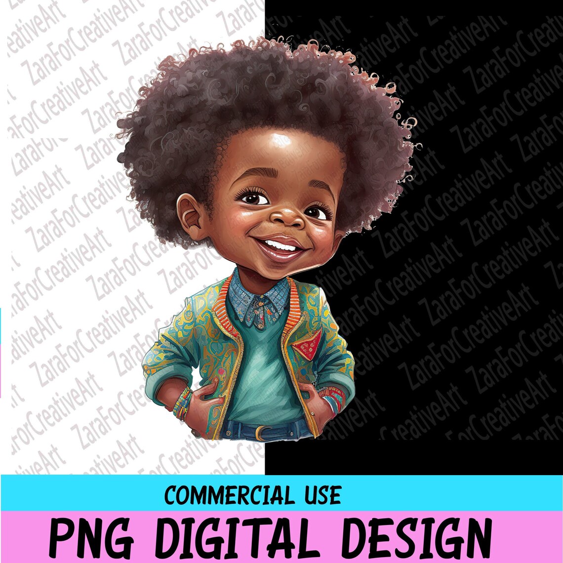 Cute Black African American Boy Little Boy Illustration - Etsy