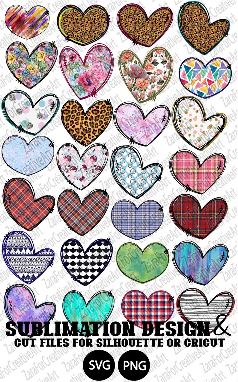 Download 60 Heart SVG sublimation design Bundle Love clipart | Etsy