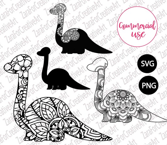 Download Dinosaur Mandala Svg Brontosaurus Dinosaur Zentangle Svg Etsy
