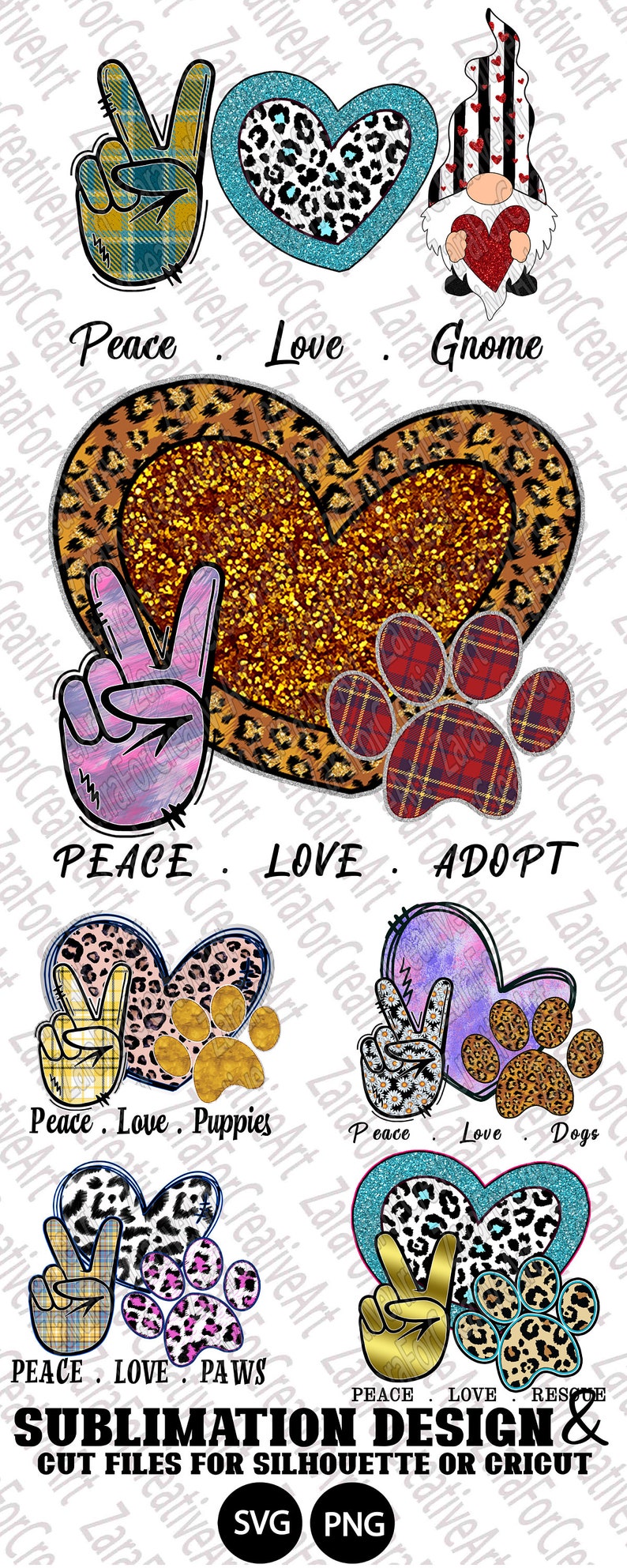 Download 39 diseño PNG SVG sublimación Peace Love Coffee patas de | Etsy