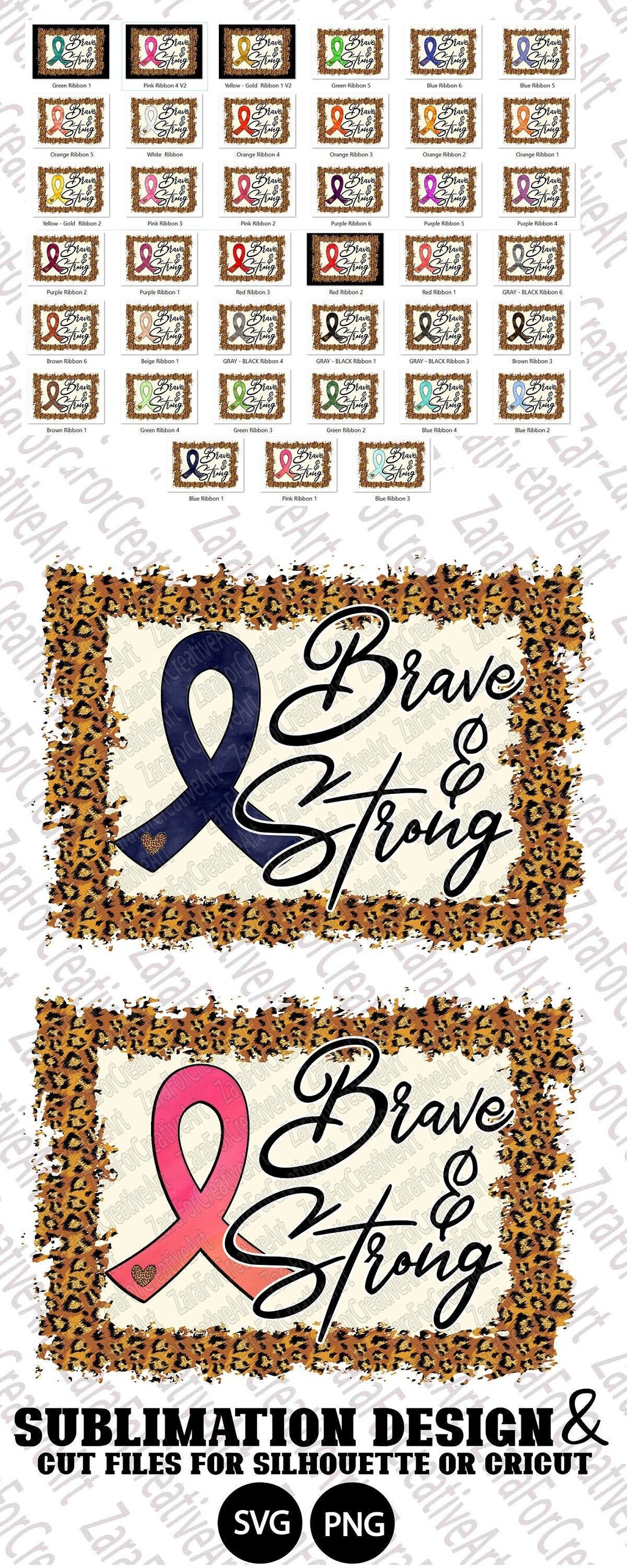 39 Design, Brave and Strong PNG SVG Sublimation, Breast Cancer ...