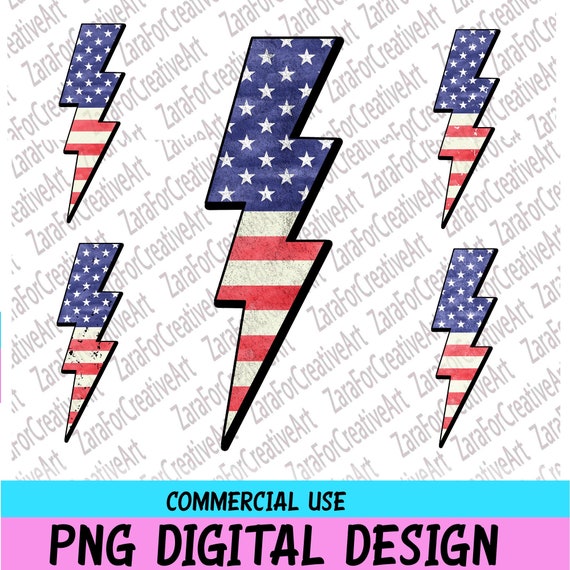 American Flag Lightning Bolt Sublimation Png Instant Etsy