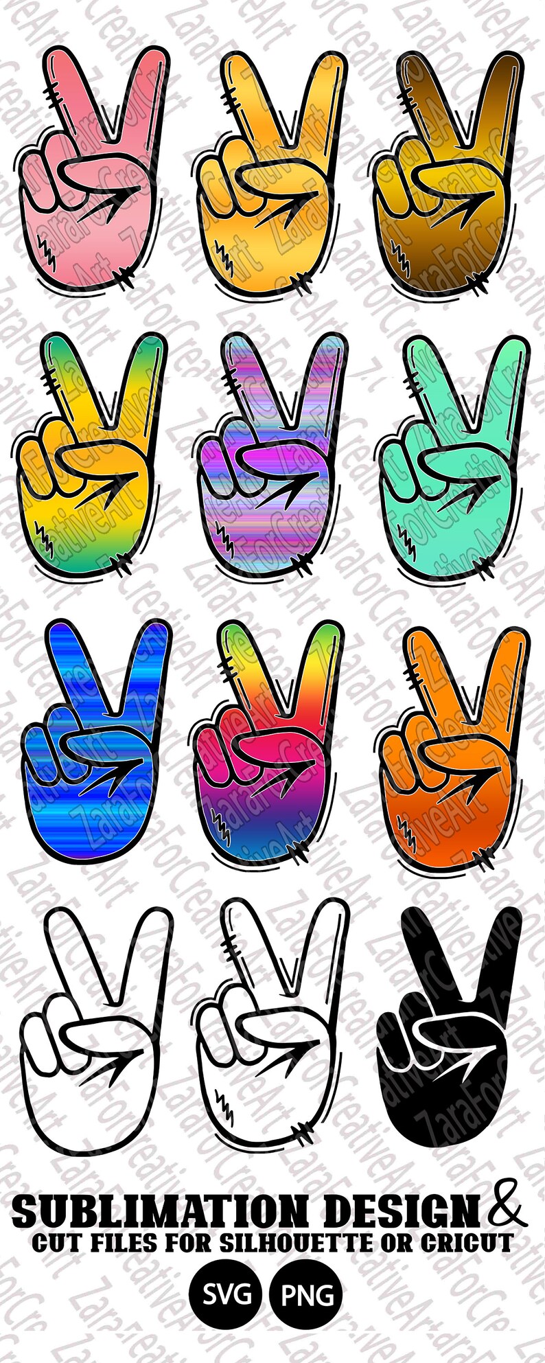 85 Peace Sign doodle symbol Finger hand sublimation design | Etsy