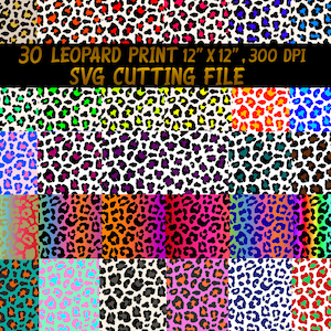 30 kleurrijke Leopard SVG, Bundel # 2, Dierlijke Print, Achtergrond sublimatie ontwerp Bundel, Handgetekend, commercieel gebruik elementen, Cheetah