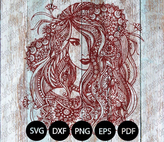 Download Mandala Style Woman Lady SVG Mandala Zentangle SVG Clipart ...