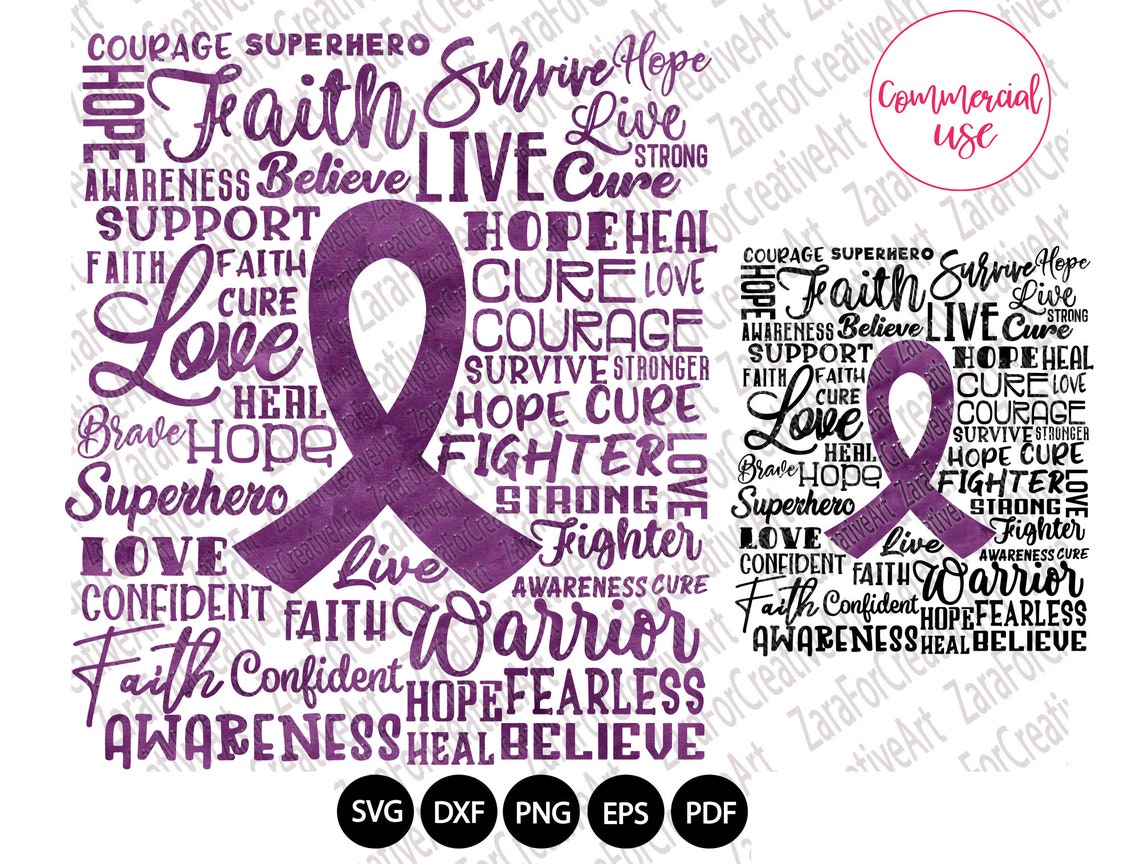 Purple Cancer Awareness SVG PNG Pancreatic Cancer Svg Etsy
