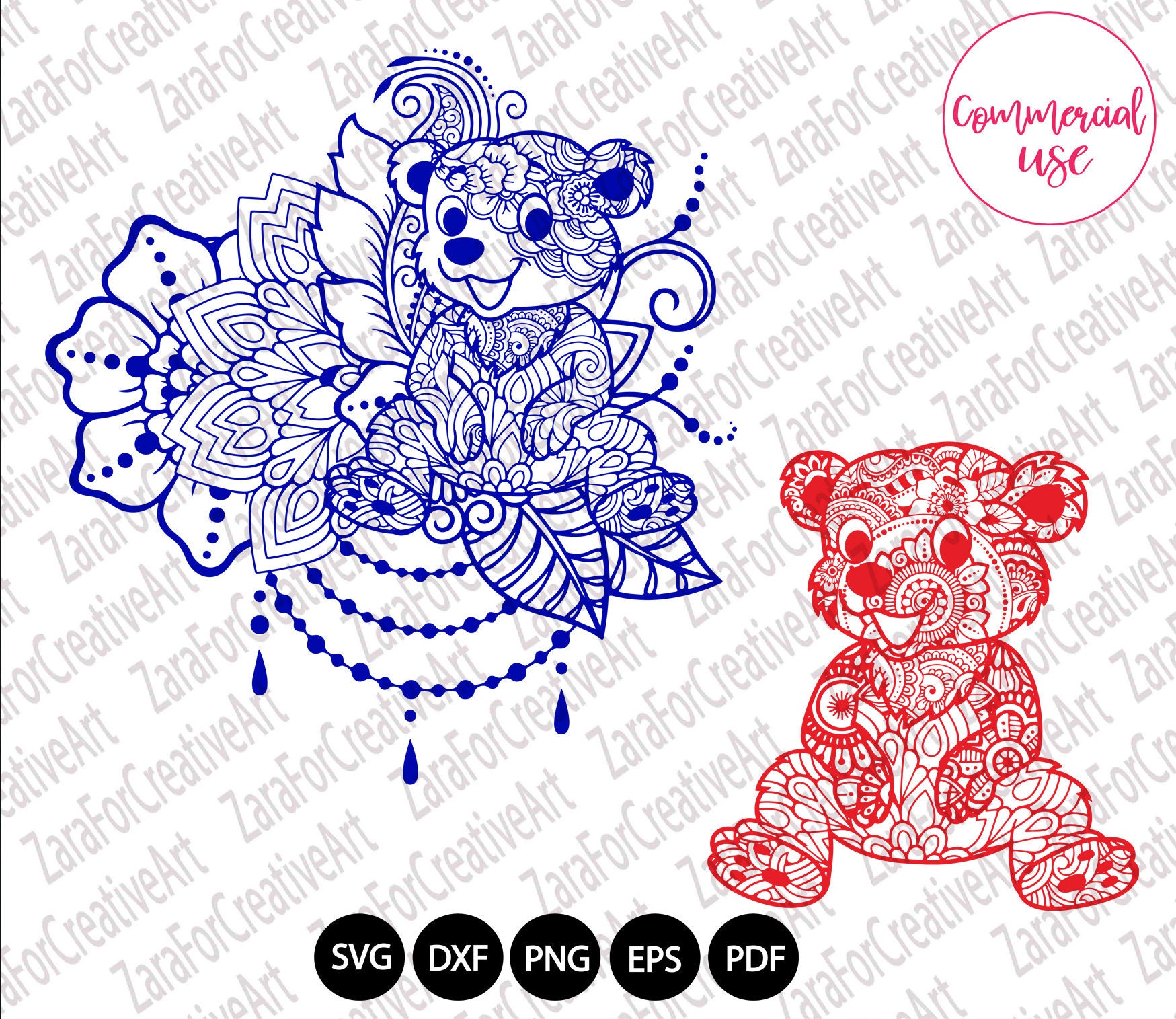 Download 9 style bear Mandala Zentangle SVG bear svg Mandala ...