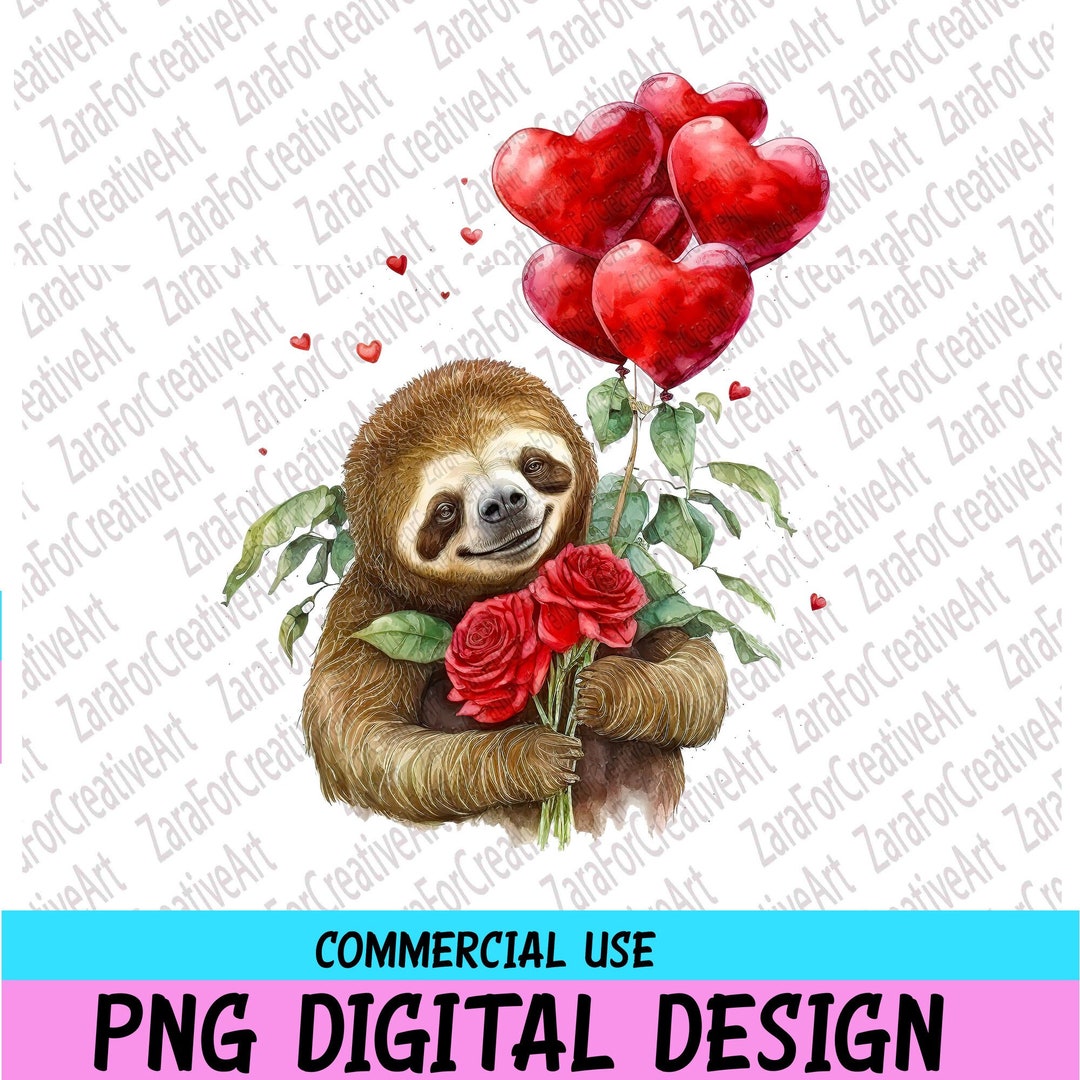 Sloth Valentine's Day PNG Sublimation Design, Sloth Lovers , Digital ...