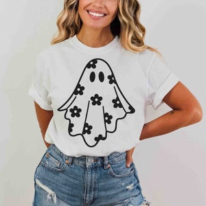 DAISY GHOST Svg, Cute Ghost Halloween SVG, Halloween Svg Design, Cute Halloween Clipart, Halloween Flower Ghost Svg, Floral Ghost Svg Png