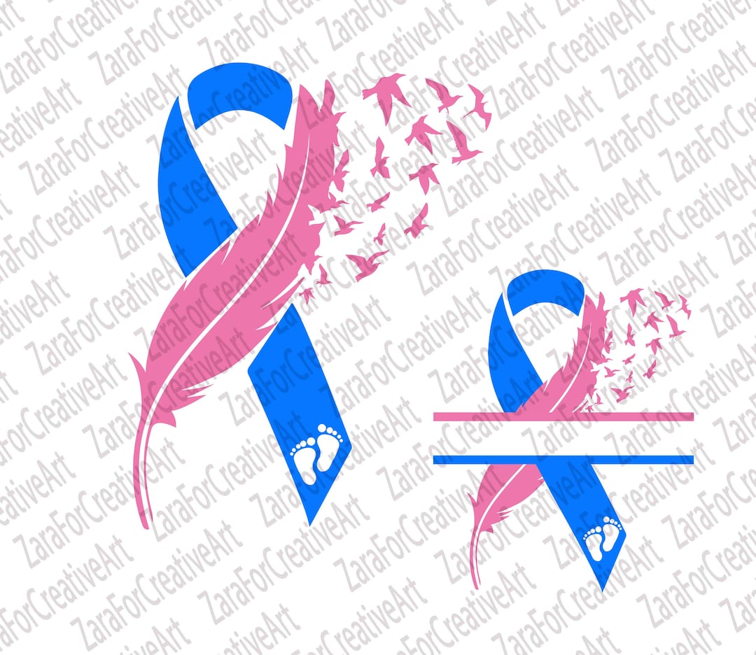 Miscarriage Infant Awareness Ribbon Feather With Birds SVG Baby Loss
