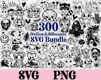 300 Design, Outline SVG PNG Bundle, silhouette illustration Clipart,  Digital download Clipart , feathers svg, Monsters svg, crowns, Clouds
