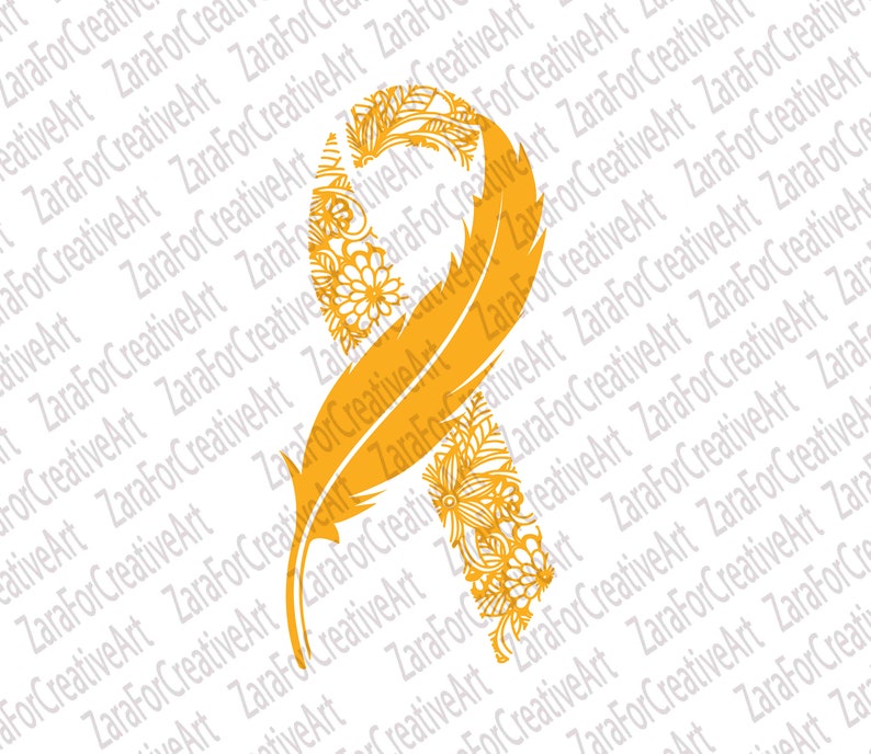 Download Childhood Cancer svg gold Ribbon Feather and Birds SVG | Etsy