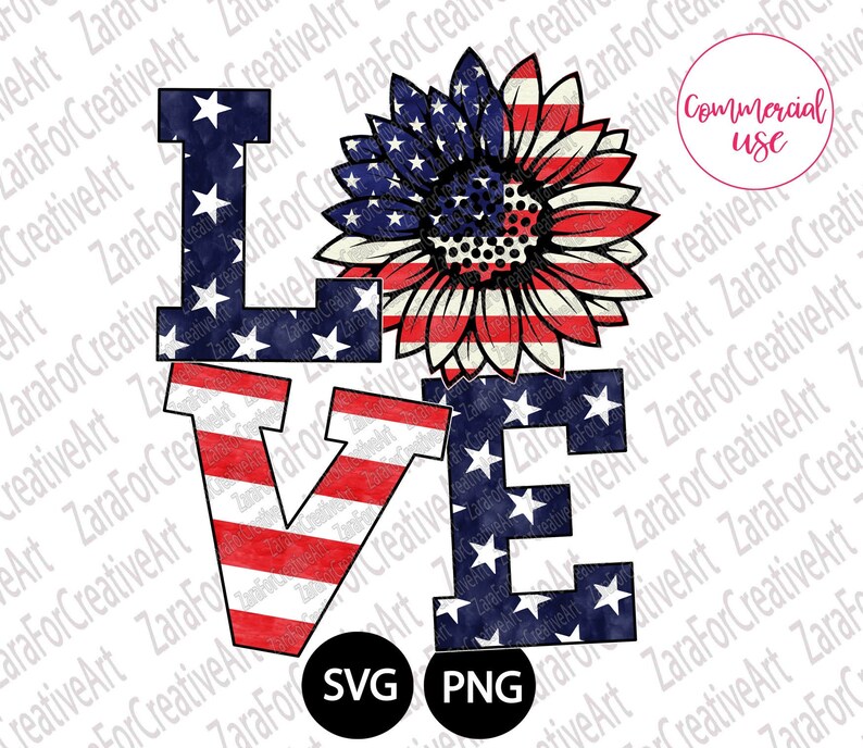 Download Love 4th of July sublimation design sunflower SVG USA ...