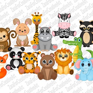 Safari Animals Cliparts PNG Bundle Nursery Printable Clip - Etsy
