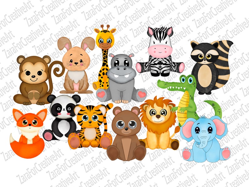 Safari Animals Cliparts PNG Bundle Nursery Printable Clip - Etsy