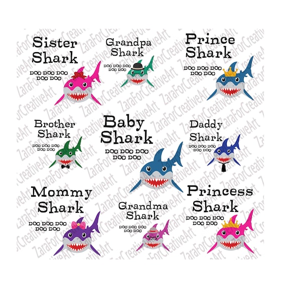 Download Baby Shark Family Bundle svg daddy baby mommy sister ...