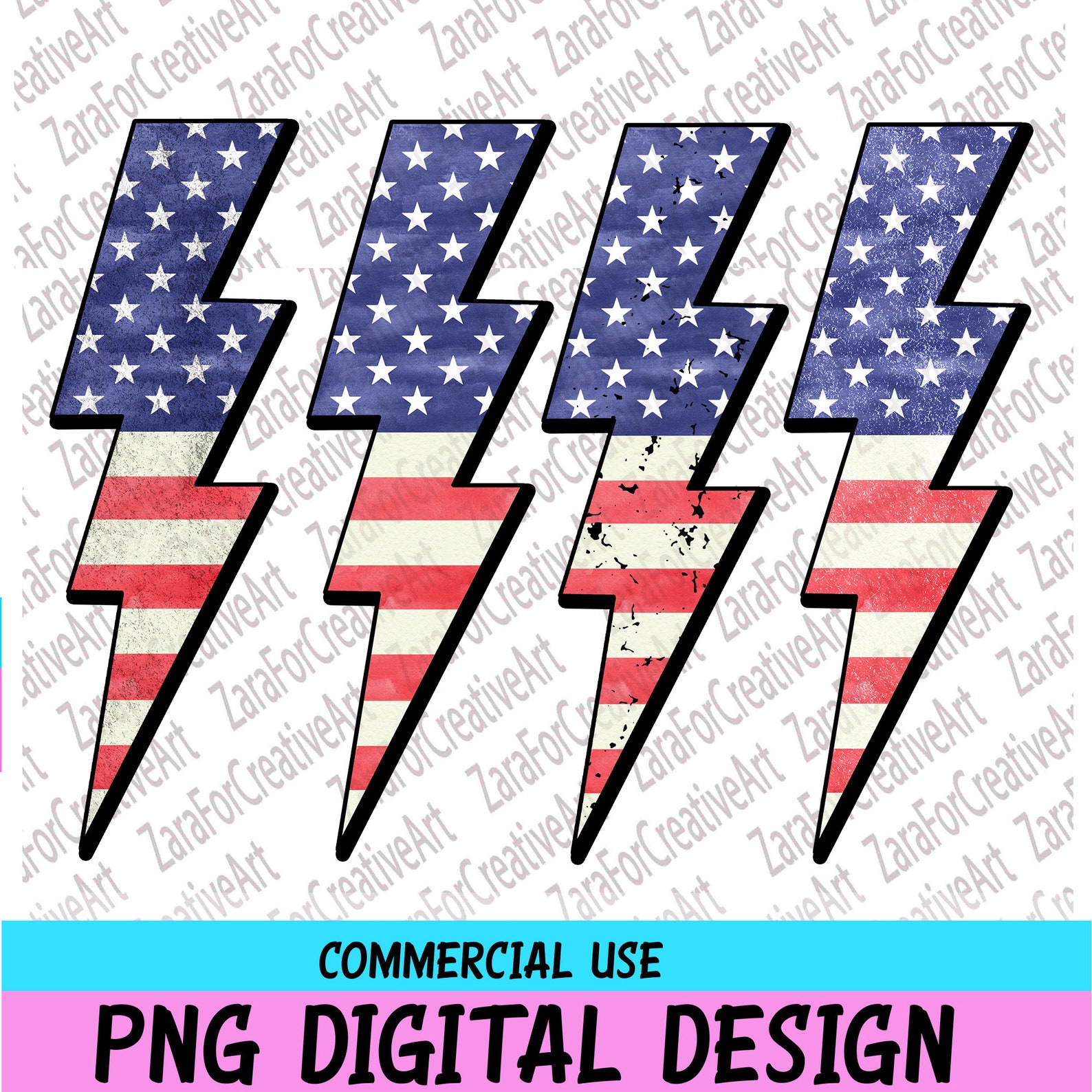 American Flag Lightning Bolt Sublimation Png Instant Etsy