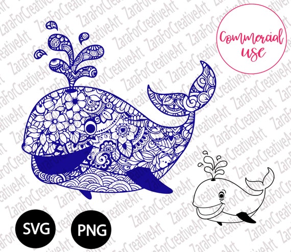 Whale Mandala Svg Whale Zentangle Svg Whale Svg Digital Whale Etsy