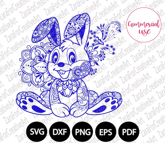 Download Rabbit Mandala Zentangle Svg Bunny Mandala Zentangle Clipart Etsy