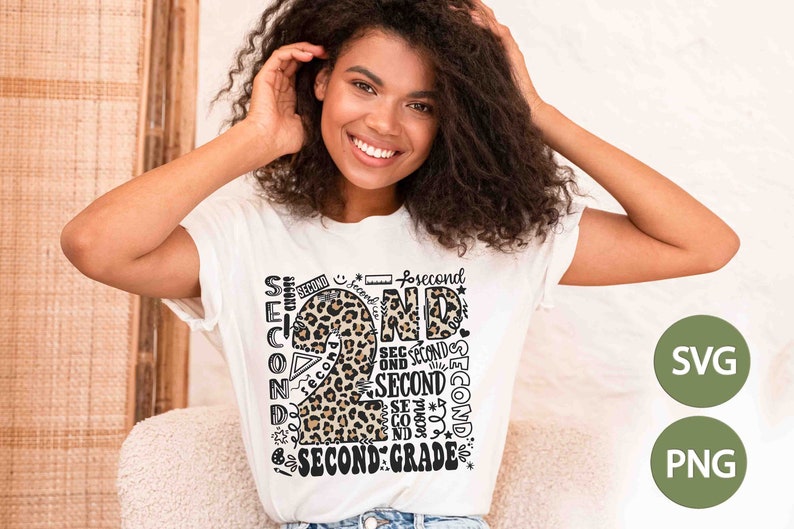 Second Grade Typography SVG 2nd Grade Doodle Leopard PNG - Etsy