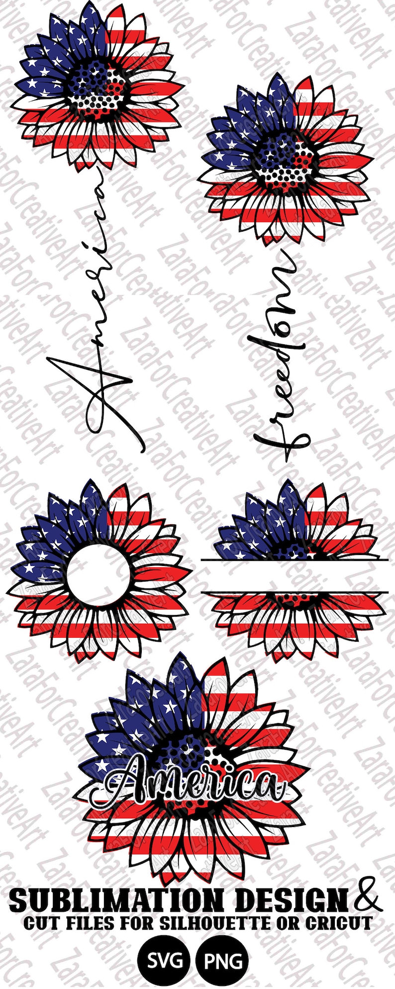 15 design bundle 4th of July sublimation design sunflower ...