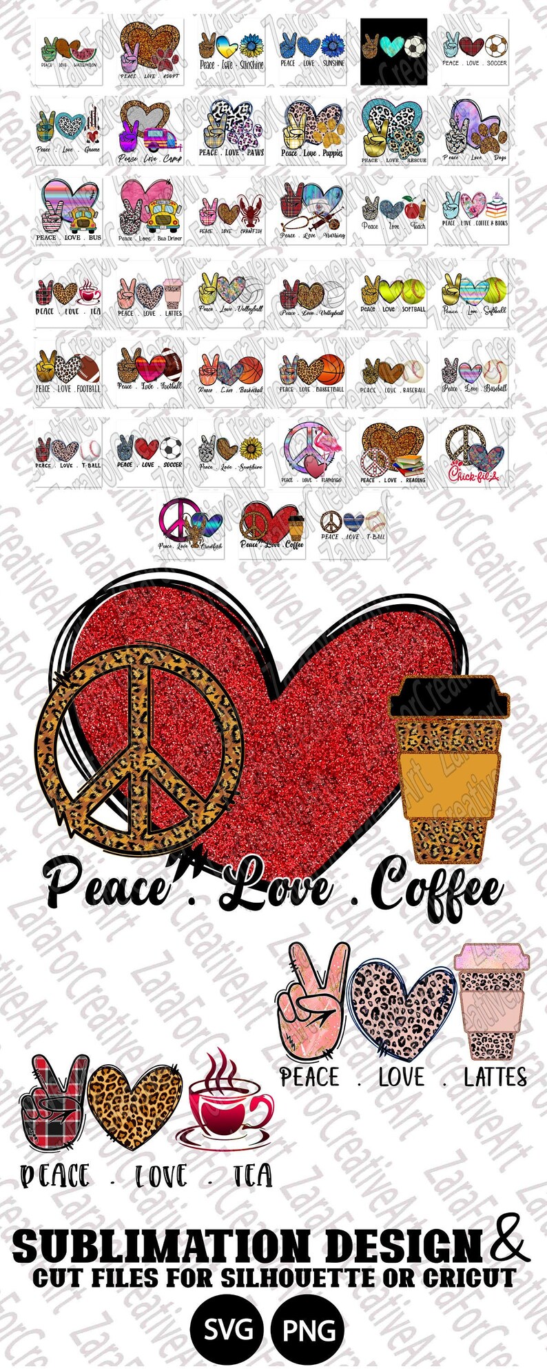 Download 39 design PNG SVG sublimation Peace Love sunshine Coffee ...