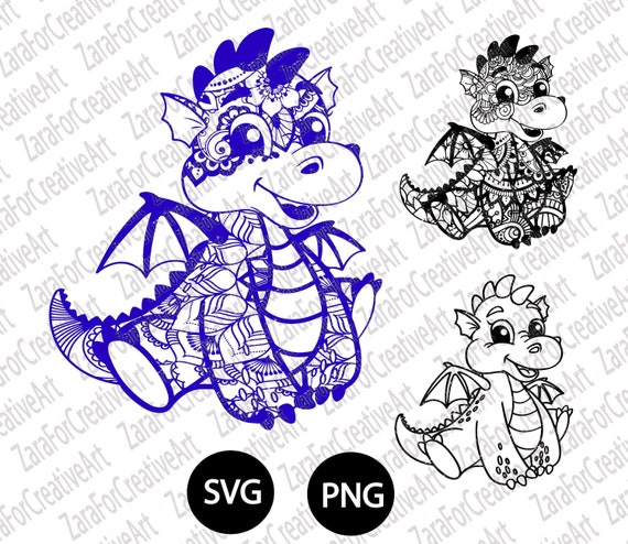 Download Cute Dragon Mandala Svg Digital Download Dragon Zentangle Svg Etsy