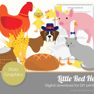 Little Red Hen Story Graphics for Story Time  Printable DIGITAL Instant Download  - Clipart Set DIY PRINTABLE