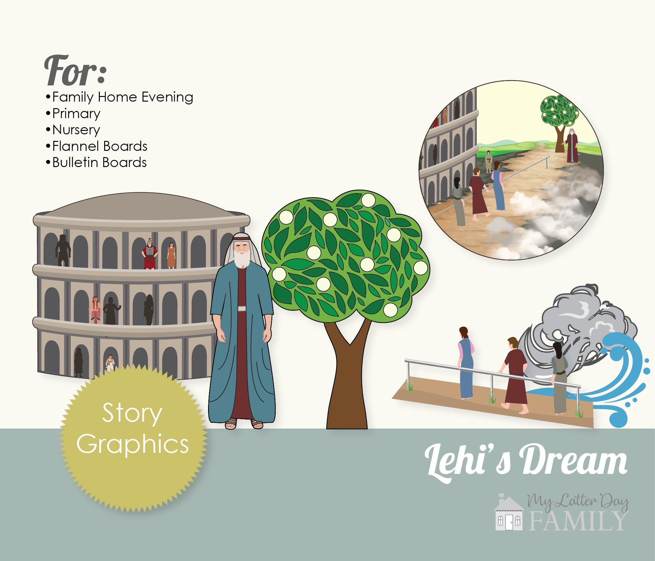 Lehi's Dream Tree of Life and Iron Rod Book of Mormon Story Graphics ...