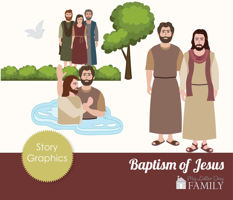 The Baptism of Jesus Bible Story Graphics, Printable DIGITAL Instant