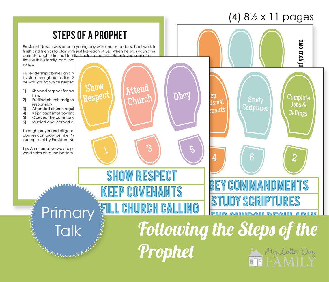LDS Primary Talk Printable With Graphics Topic Following the Footsteps