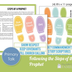 LDS Primary Talk Printable with Graphics Temat: Podążanie śladami Proroka - DIY PRINTABLE