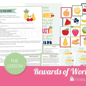 Family Home Evening Lesson on Work, Fruits of our Labors DIGITAL Instant Download to Print Fruit Themed Lesson Kit - DIY PRINTABLE