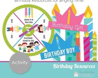 Music Time Birthday Resources Activities Printable Spinner Singing Time Helps - DIY PRINTABLE