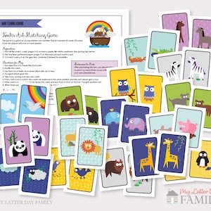 Noah&#39;s Ark Memory Matching Game DIGITAL Instant Download to Print - DIY PRINTABLE